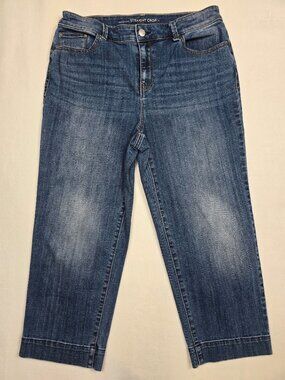 Chicos Platinum Straight Crop Jeans Womens Size 1 Medium Wash Denim